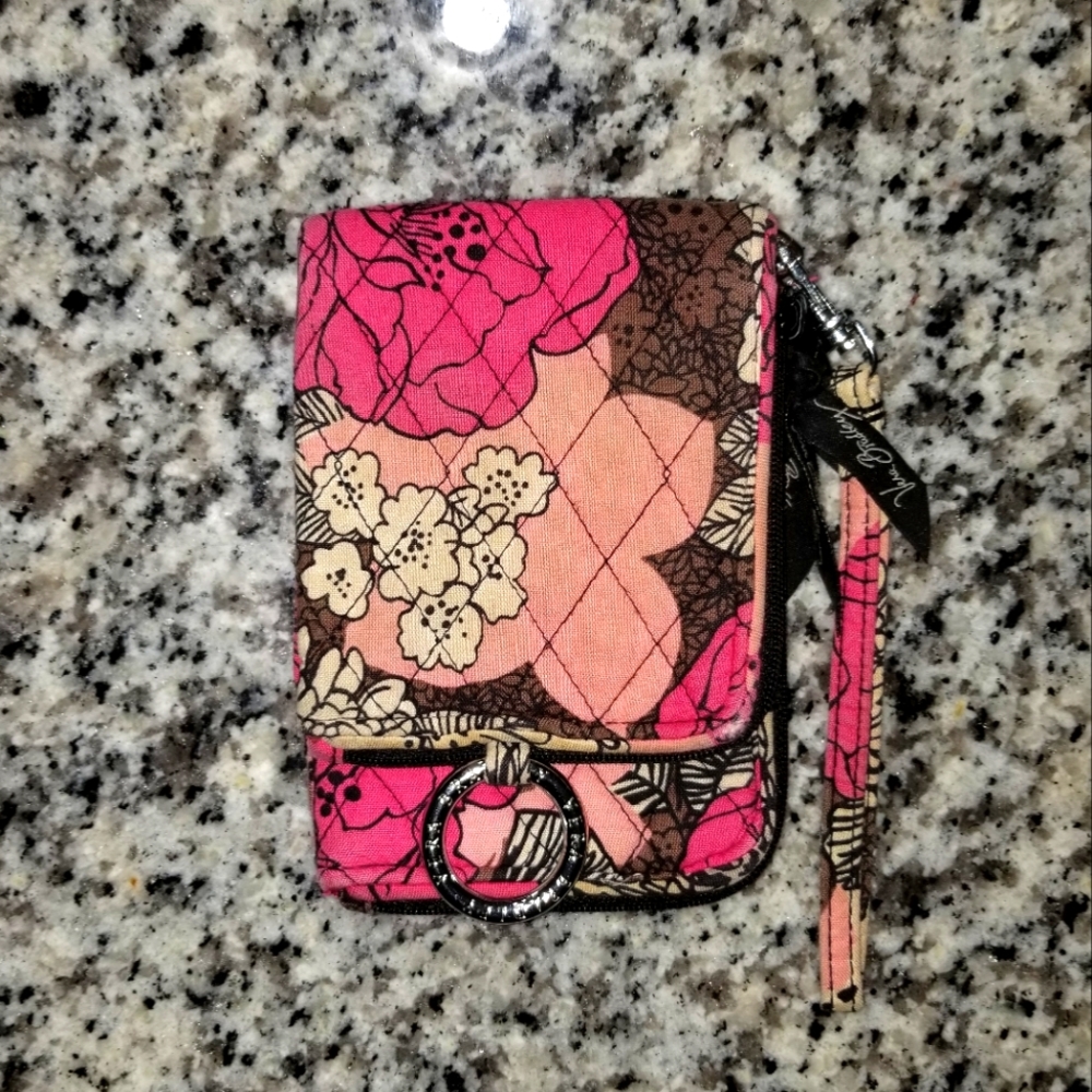 Vera Bradley wristlet in retired Mocha Rouge print